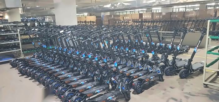 Finished electric scooters ready for shipment